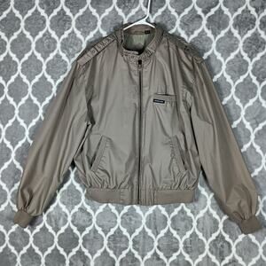 Members Only Jacket Men 44 Taupe Iconic Racer Bomber Zip Up Classic Coat